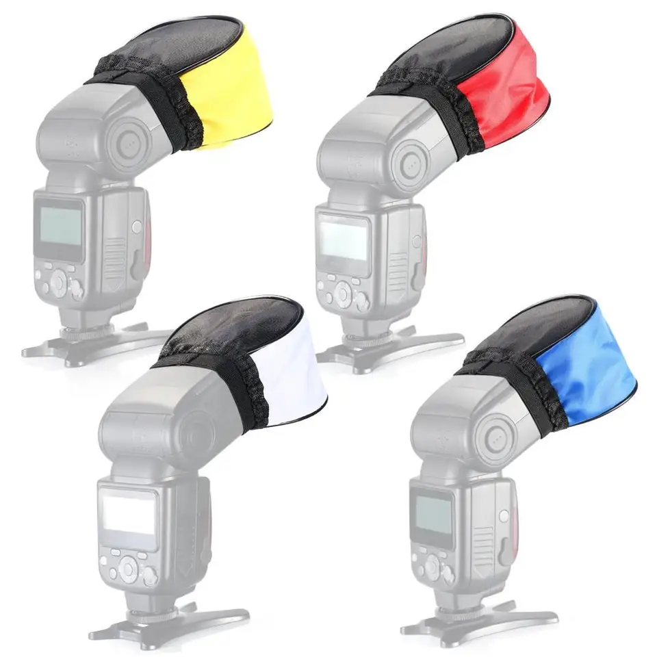 Flash Speedlite difúzor biela modrá modrá žltá červená štyri farby odrazte softbox pre kánon Nikon Godox Sony Yongnuo Triopo Flash