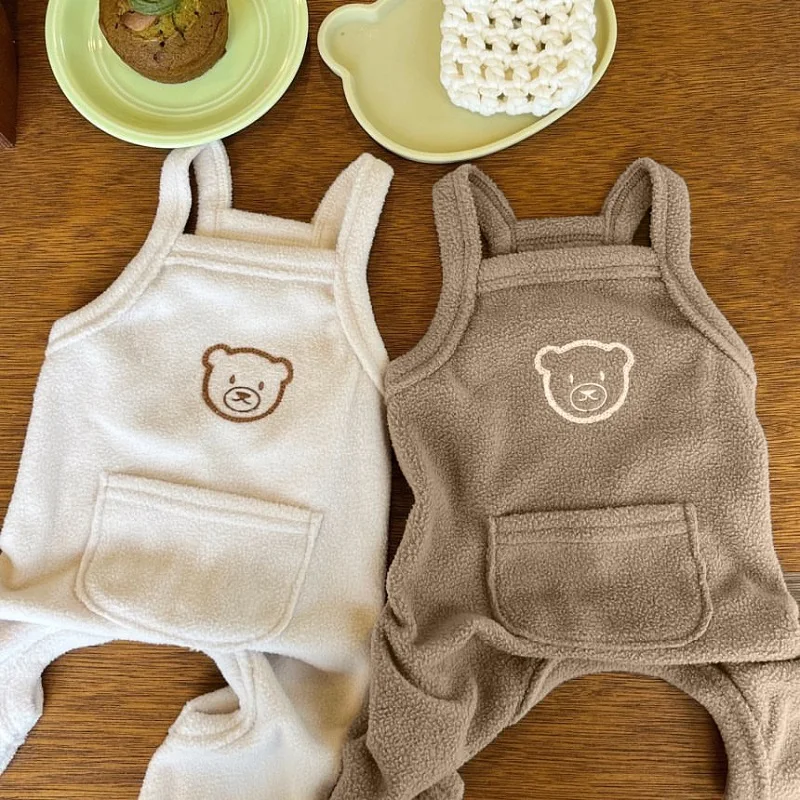 Fleece pre psov kombinézy roztomilý medveď zimný pes teplé oblečenie maznáčik psie mačiatko mačiatko šteniatko psajamá pyžamy chihuahua podväzky kostým