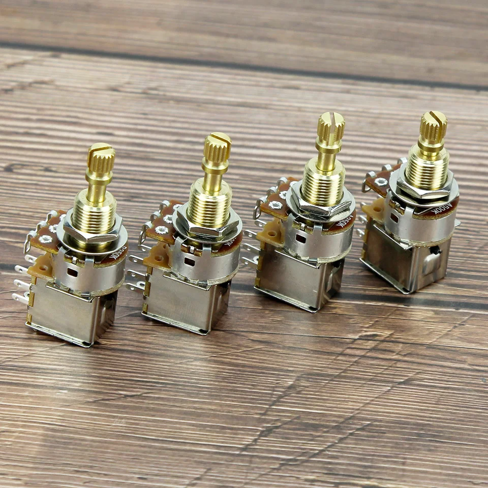 Fleor 4ks medený dlhý split Guitar Potentiometer Push Push A250K / B250K / A500K / B500K