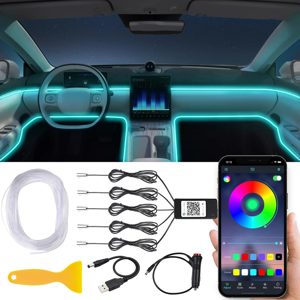Flexibilné drôtené svetlá EL s ovládacou aplikáciou App Atmosféra pásik svetlo dekoratívne lampy 12V interiérový neón RGB LED pásik