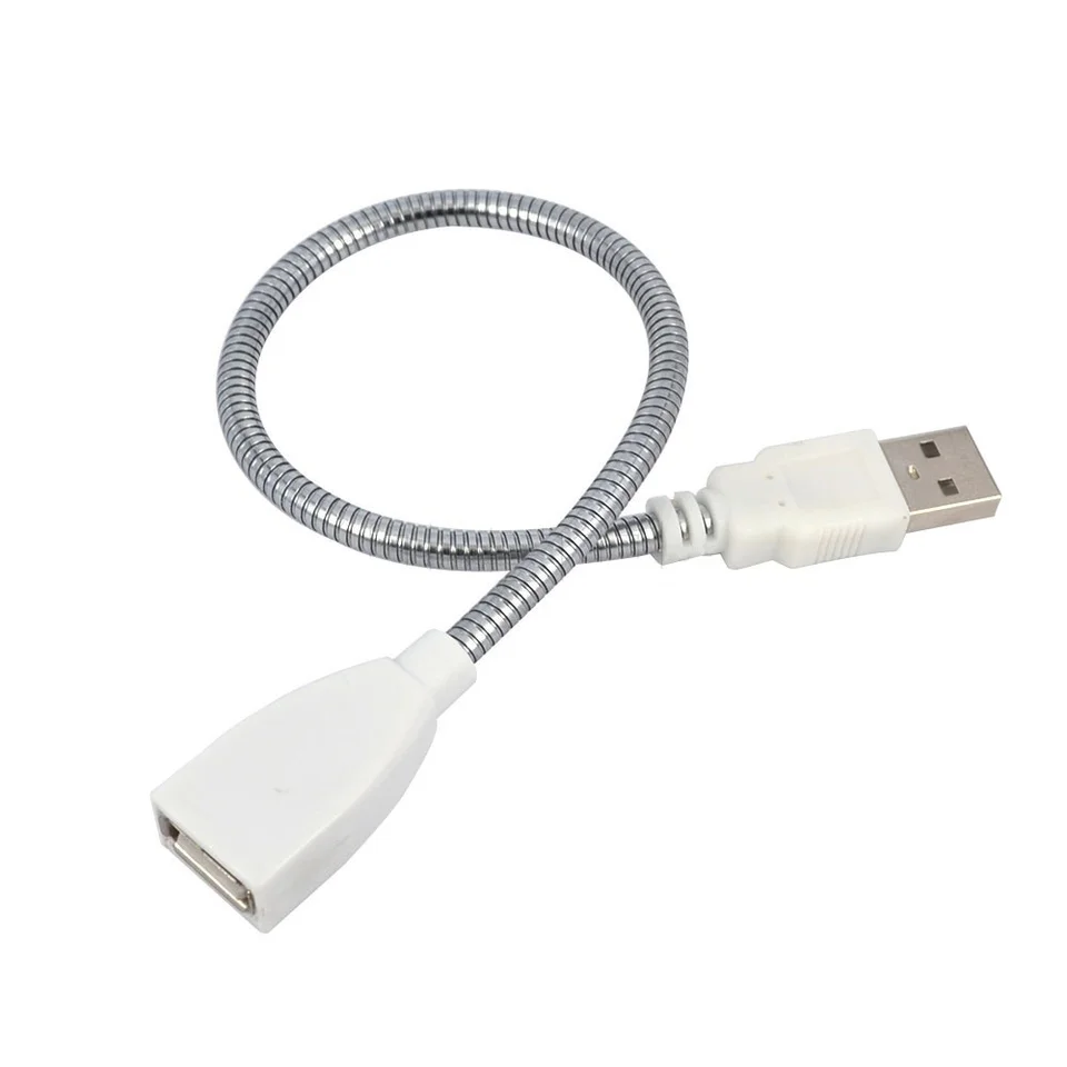 Flexibilný kovový predlžovací kábel USB Kábel Muž na predĺženie napájania Naneste kábel kábla pre USB Svetelné žiarovky Žiarovocné príslušenstvo