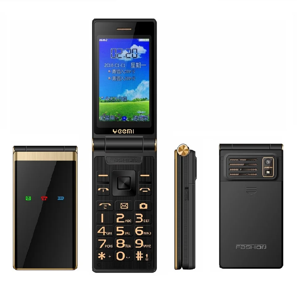 Flip 4G FDD Large Touch Display Senior Cover Mobile Phone SOS Rýchly volanie Two SIM ľahké pracovať pre starších bezplatných puzdier
