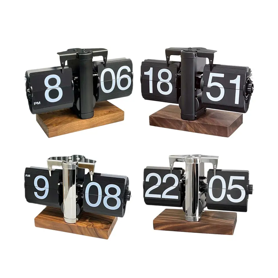 Flip Desk Clock Digital Retro Multifunkčný dekor Automatické otáčanie hodín pre obývaciu izbu Pestová kaviareň Spálňa