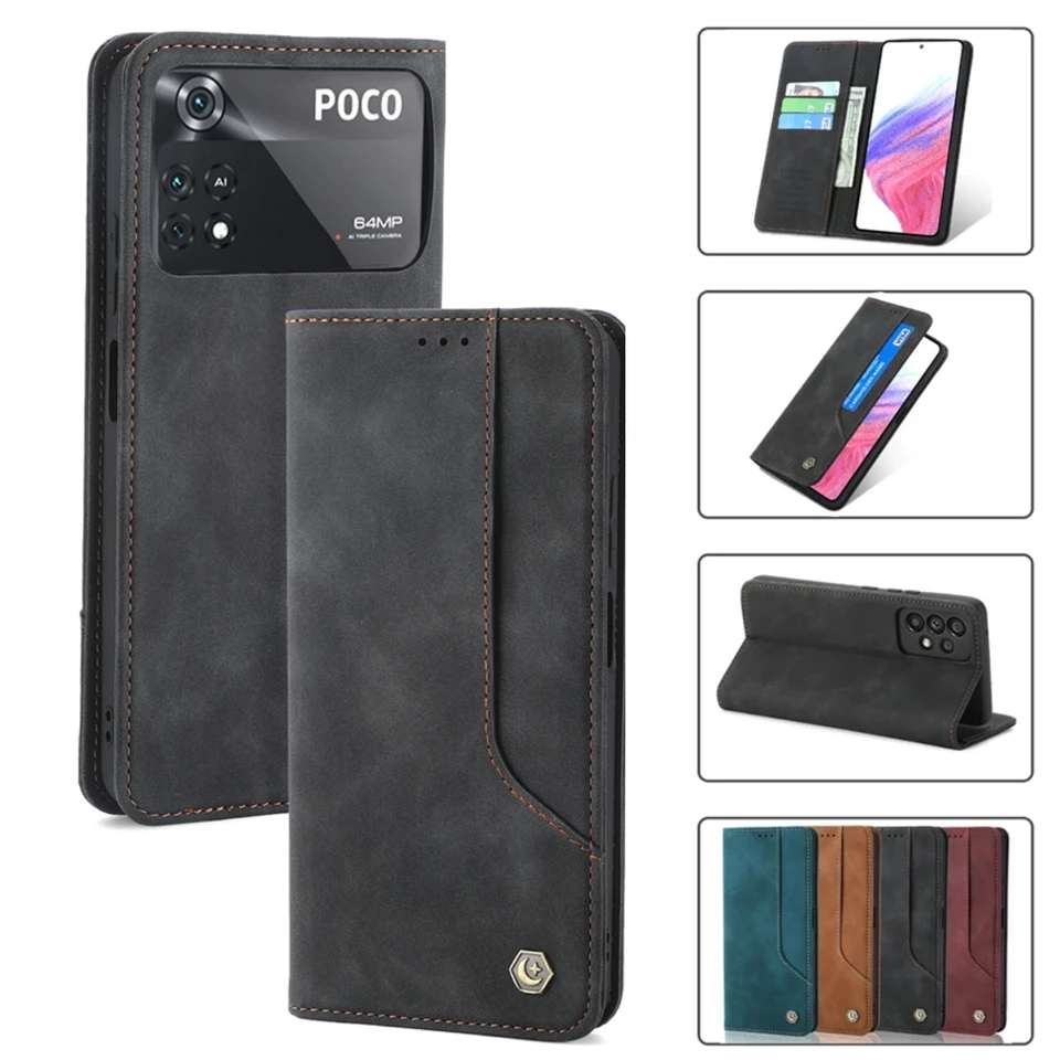 Flip Leather puzdro pre Xiaomi Mi 13 12T 11T 10T 11 12 Lite Pro 5G POCO F5 X5 PRO M6 M5S M4 F4 F3 X3 X4 GT MAGNET MAGNETOVÝ KRYT