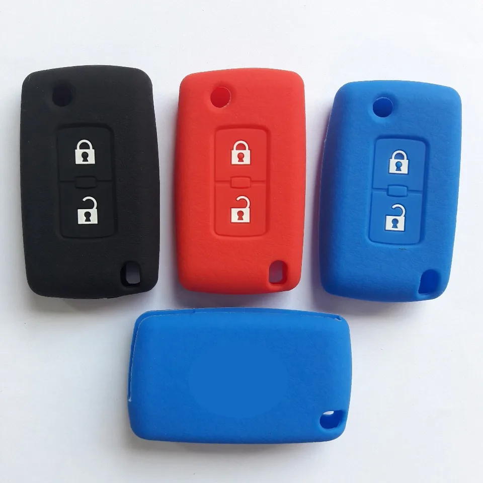Flip Open Skladacie silikónové fobné chrániče pre prípad Mitsubishi Car Lancer Pajero Sport Outlander Keyless Remote 2 Button