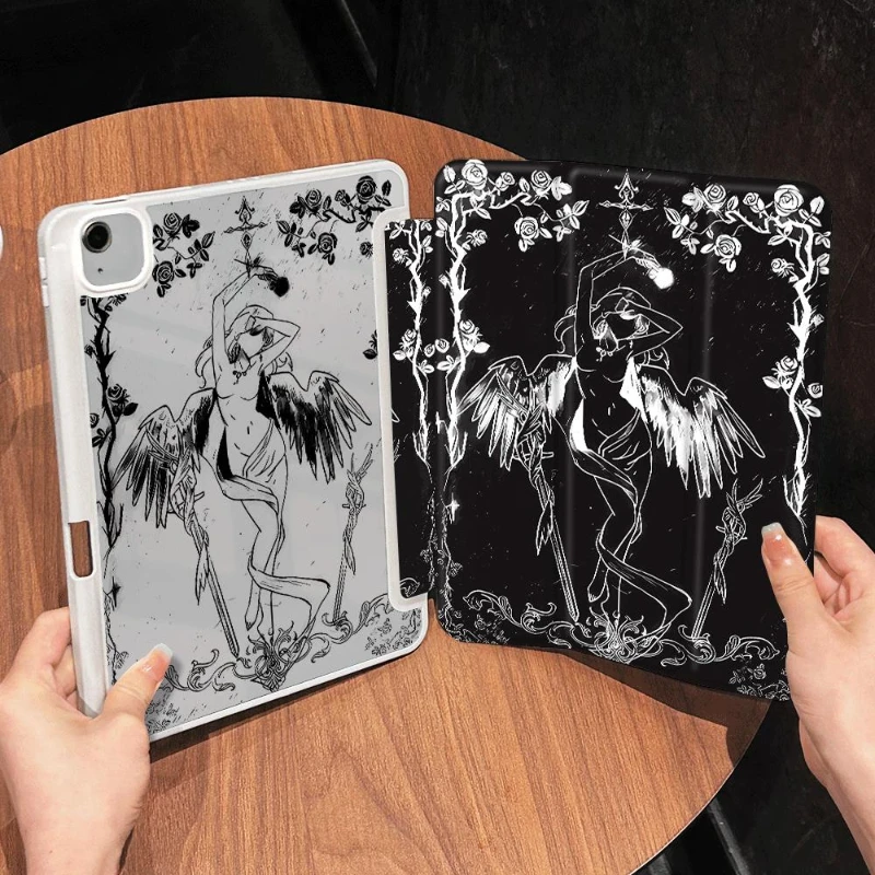 Flip Smart Cover Angel výtlačky pre iPad Air 5 2022 vzduch 4 puzdro 10.2 9. 8. 7. Pro 11 2. 3. 4. iPad 2017 10,5 palca tablet puzdro