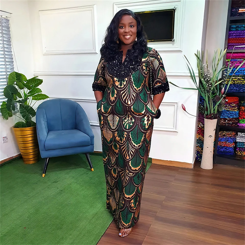 Flitre africké dlhé šaty pre nové ženy 2025 Tradičné nigérijské kvetinové tlače štrbiny Ankara Abayas Musulman Robe oblečenie
