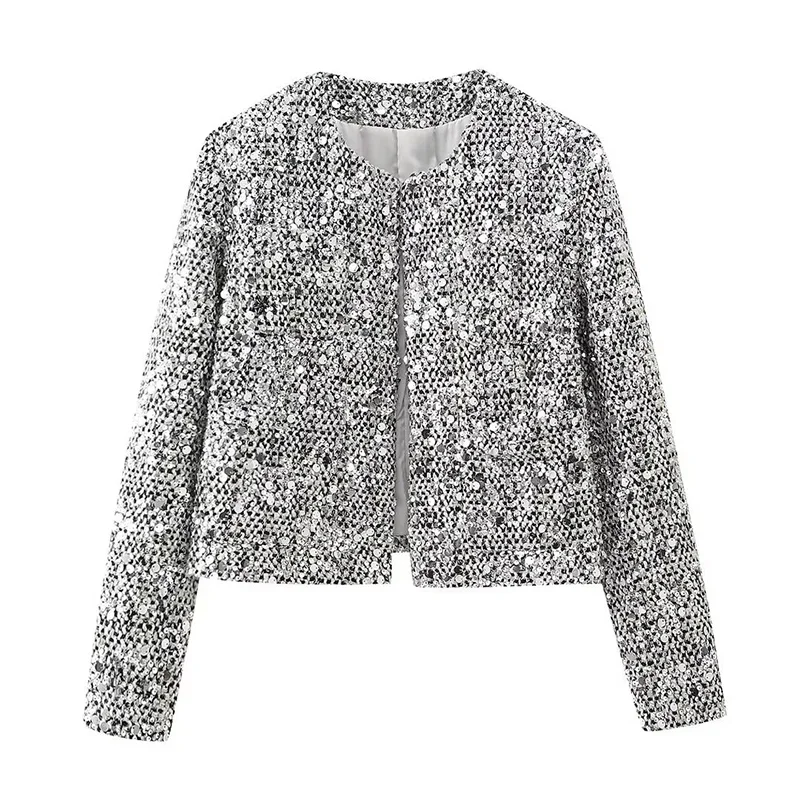 Flitre Bundy pre ženy Tweed Coat Fashion Cardigan s dlhým rukávom Crop Jacket Autumn 2024