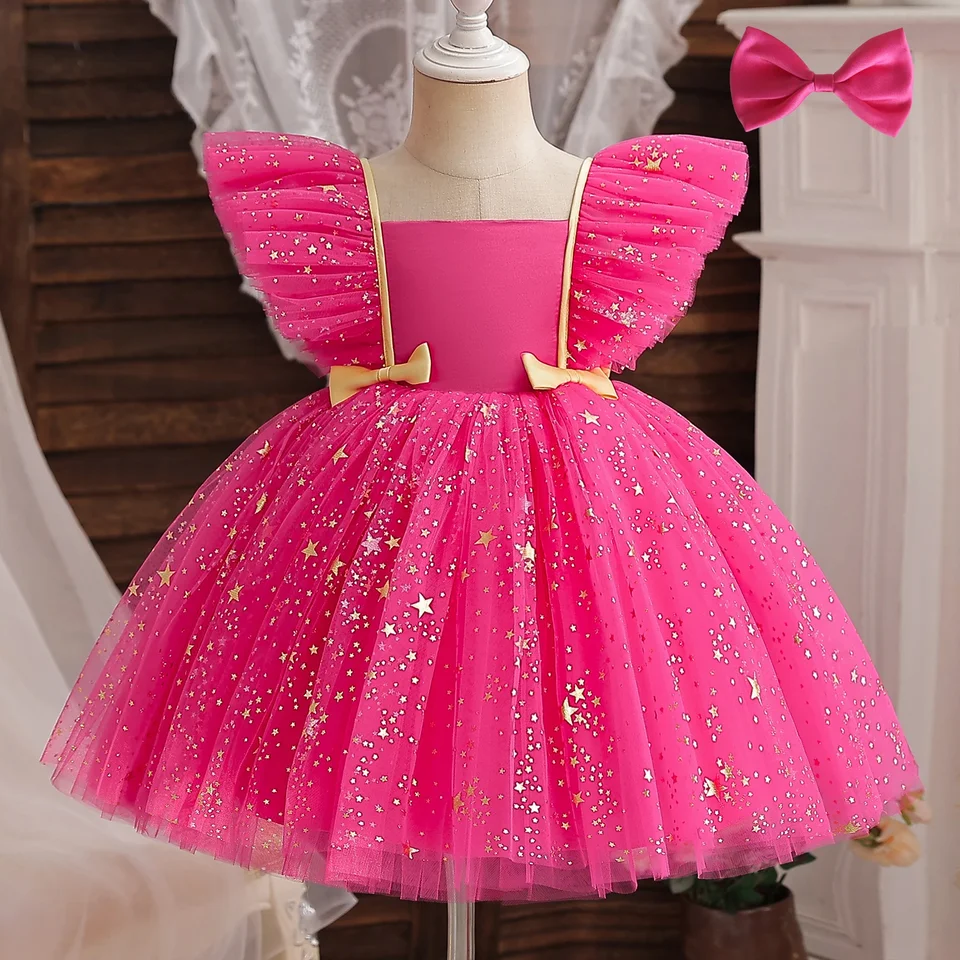 Flitrinové dievčatá šaty Elegantné batoľa deti narodeniny princezná šaty 1-5 rokov Tulle Tutu šaty svadobné hostiny detské šaty