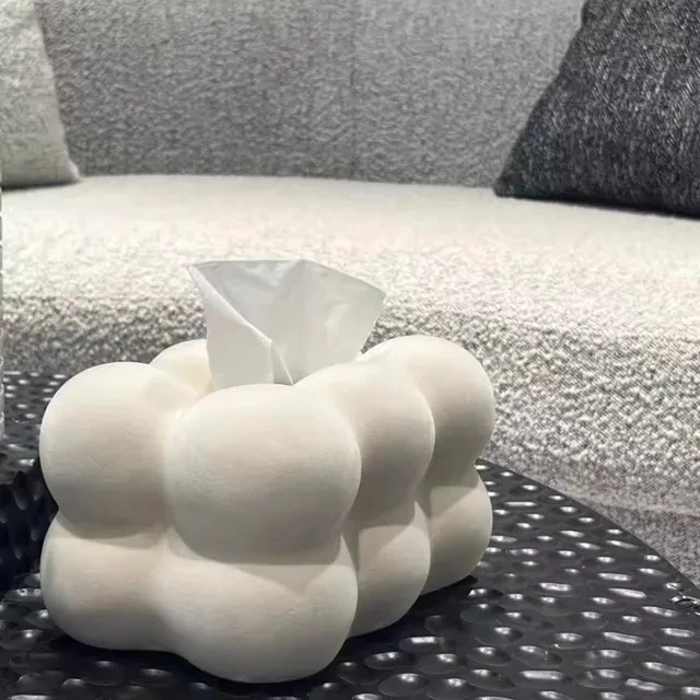 Flocking Ceramic Tissue Box Obývacia izba Organizátor Organizátor servír