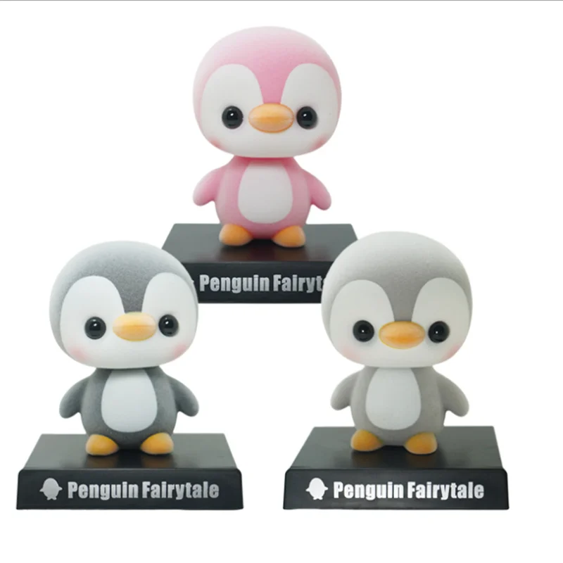 Flocking Penguin Shake Head Doll Auta