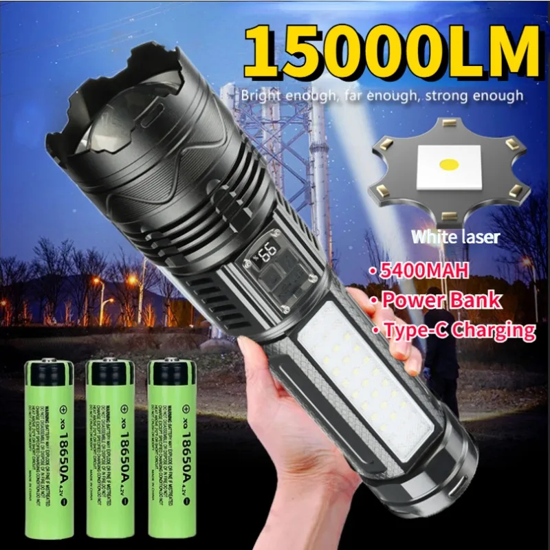 Flstar Fire White Laser Fastlight 9 režimy Power banka Výkonná teleskopická zoom pochodne nabíjateľná domáca kempingová kempingová kemping