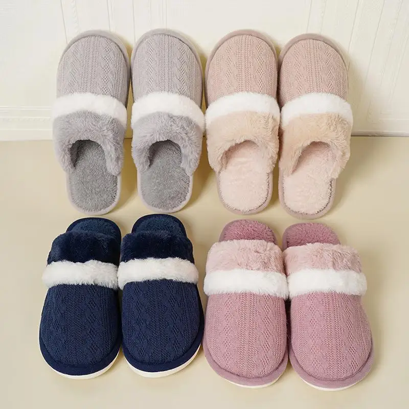 Fluffy papuče dámske domy byty dizajnérske zimné topánky Dámske bavlnené domov Nová neformálna plyšová plošina obuv Elegantná veľká veľkosť