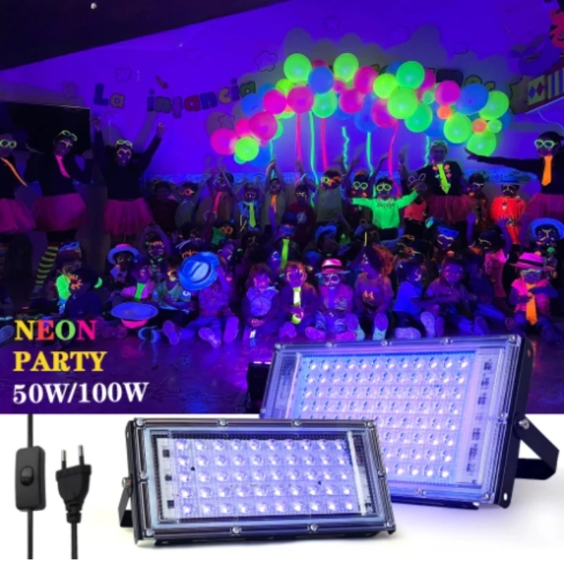 Fluorescenčné javiskové svetlo, divadelná lampa, LED povodňové svetlo 365nm DJ osvetlenie Stage Blacklight Witerproof Disco Party Podsvietenie