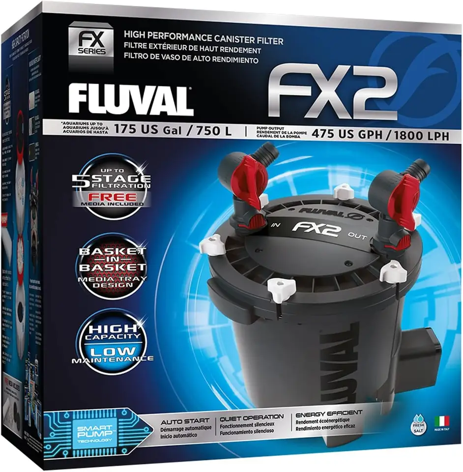 Fluval FX2 Vysoko výkonný kanister akváriový filter-viacstupňová filtrácia, vstavaný systém na zmenu vody