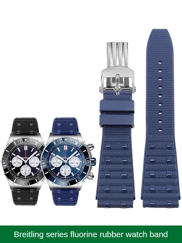 Fluórorubber hodinkový popruh prispôsobený mechanickému načasovaniu B-Reitlingu B01 Super Ocean Avenger z nehrdzavejúcej ocele