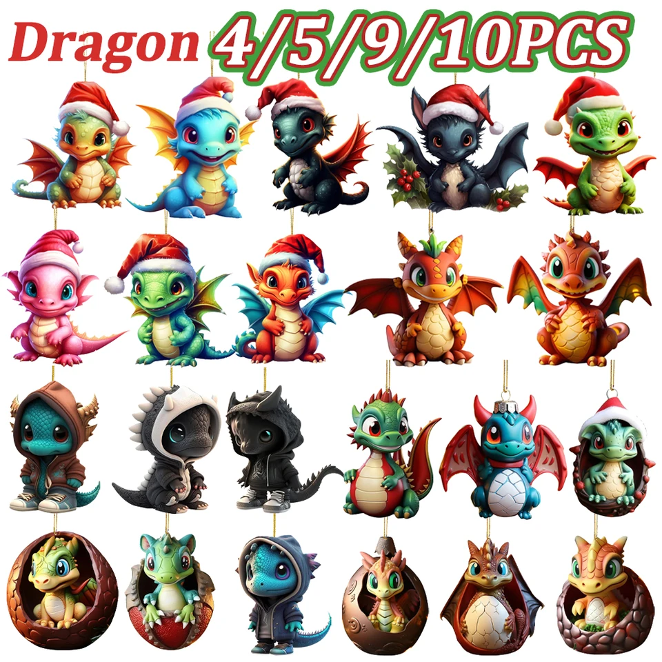 Fly Dragon Ornament 8cm vianočný stromček prívesok Vianoce Tree Závesné ozdoby roztomilý drak akrylové prívesky vianočné ozdoby