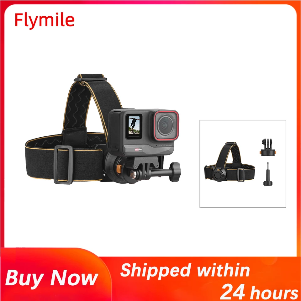 Flymile Head Strap Mount for GoPro Hero 13 12 11 10 9/Action 3 4 5 Pro/DJI Pocket 3/Insta360 X4 Člen pre športové fotoaparáty Sports Camera