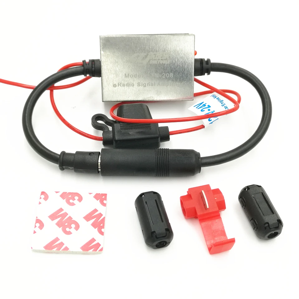 FM signál zosilňovača anti-interferenčný kovový antény Rádio Universal Auto FM Booster Amp 88-108 MHz 12V (6,8)