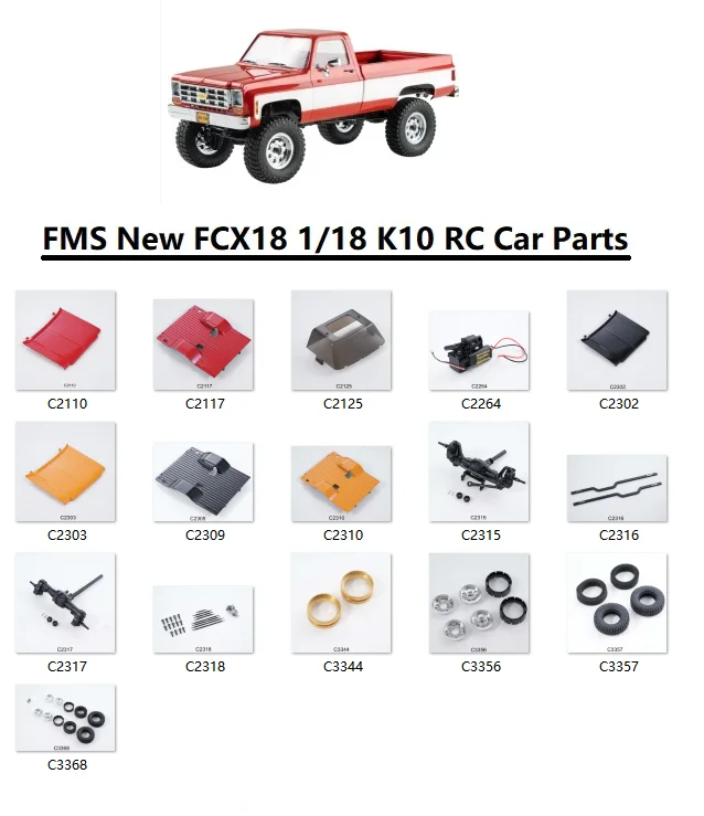 FMS Nový FCX18 1/18 K10 RC SURPETKÉ ČASŤ KAPY OKDENIE