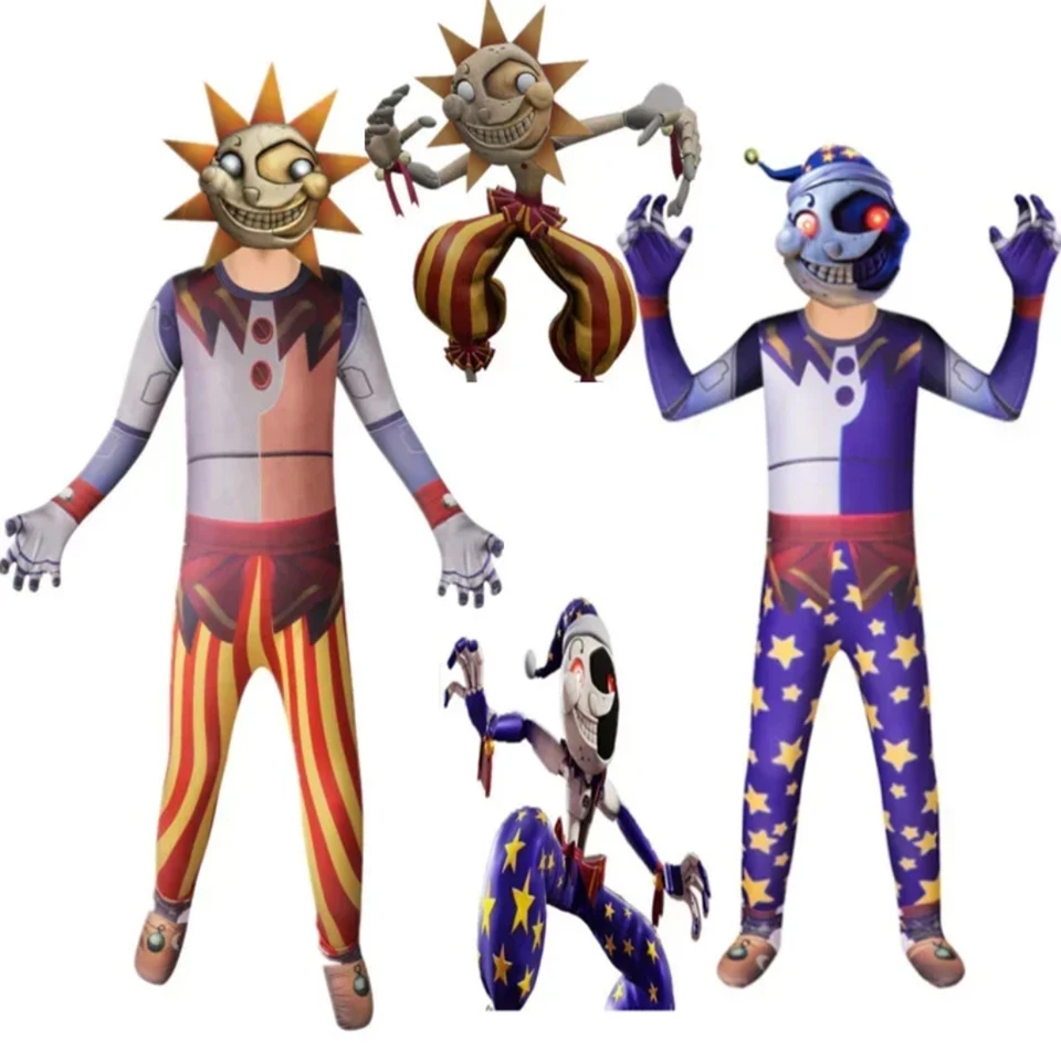 FNAF Sundrop Moondrop Cosplay kostým anime slnko mesiac klaun bábka cosplay halloween narodeninové oslavy kostým kostýmy Maska Maska Kid