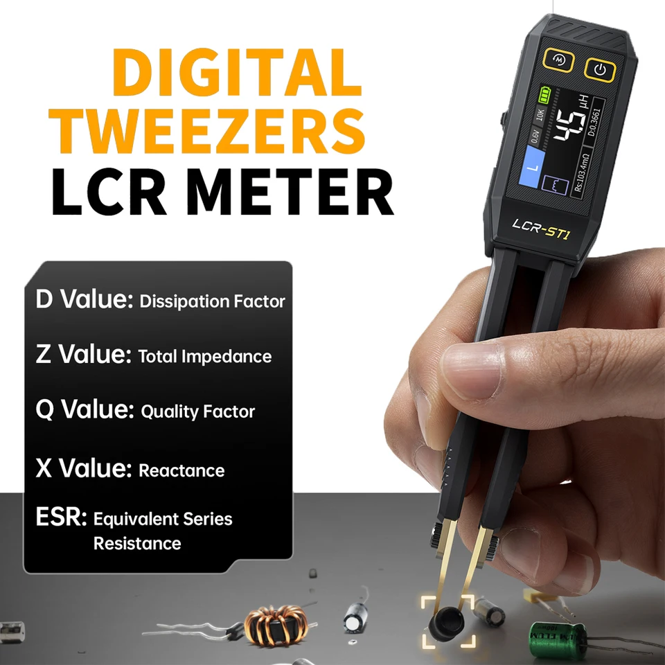 FNIRSI LCR-ST1 Prenosná mini digitálna tweezer multimeter LCR SMD ESR Tester RESISSANCE INDUCTIANCE DIOD TEST nástroje