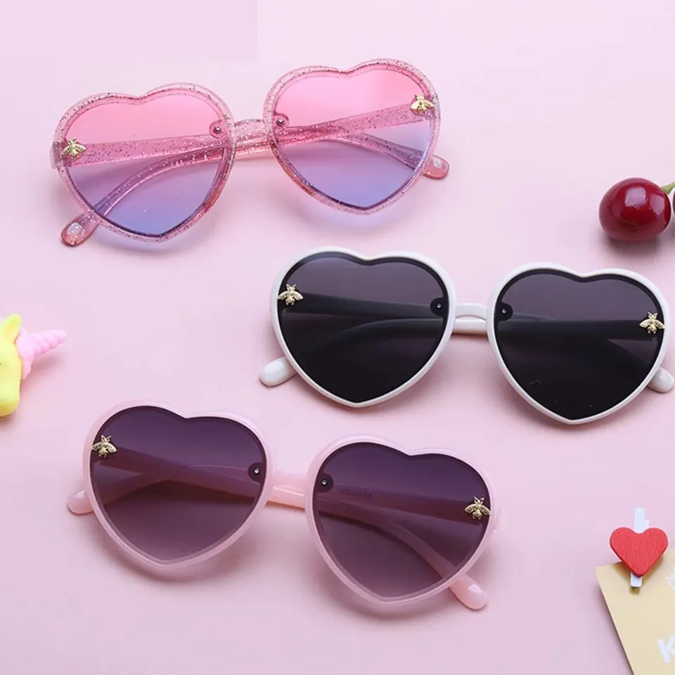 FocusNorm Summer Fashion Kids Dievčatá Boys Slnečné okuliare Srdce Srdce Spevné slnečné okuliare 6 farieb