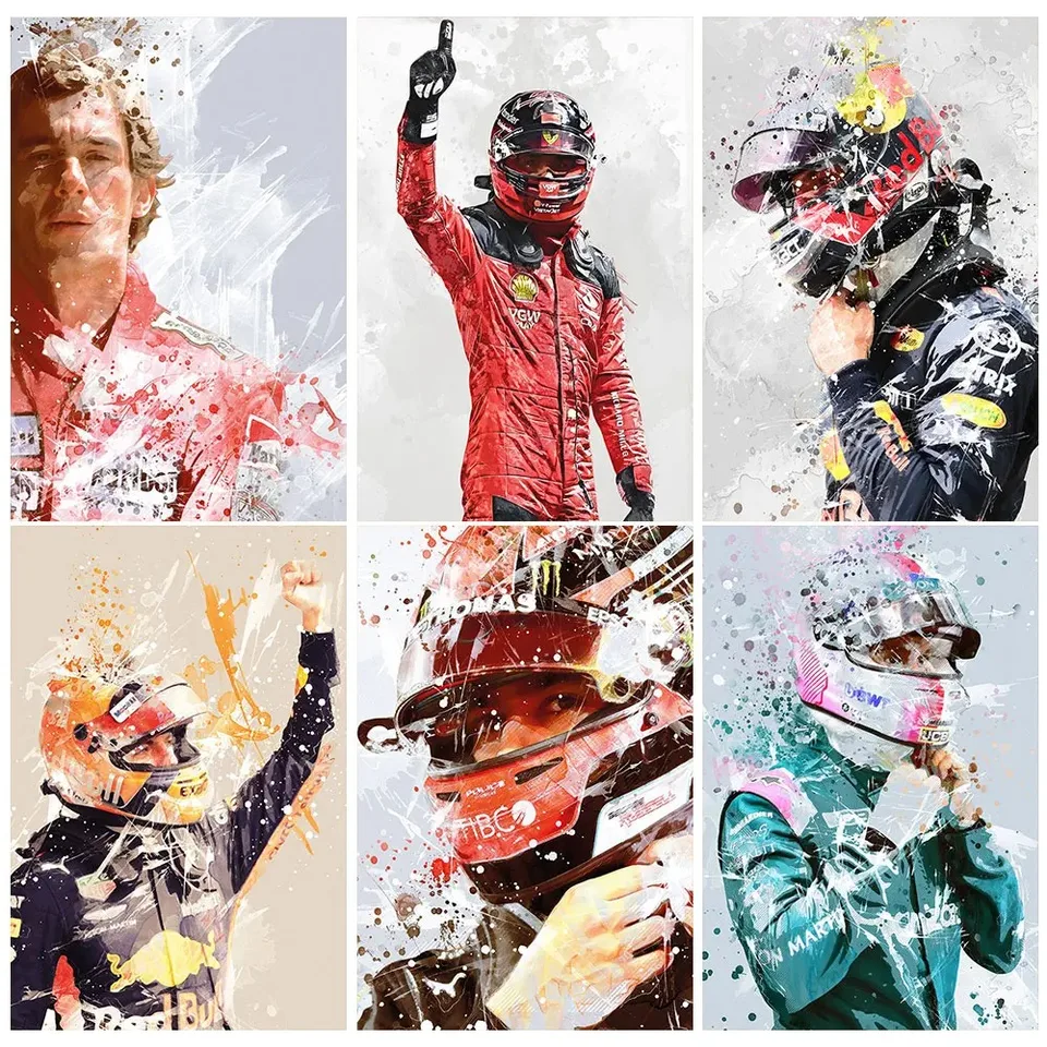 Fomula Legendárny závodný vodič maľby, abstraktný plagát, nástenné umenie, kancelária, šport, barová dekorácia, Ayrton Senna