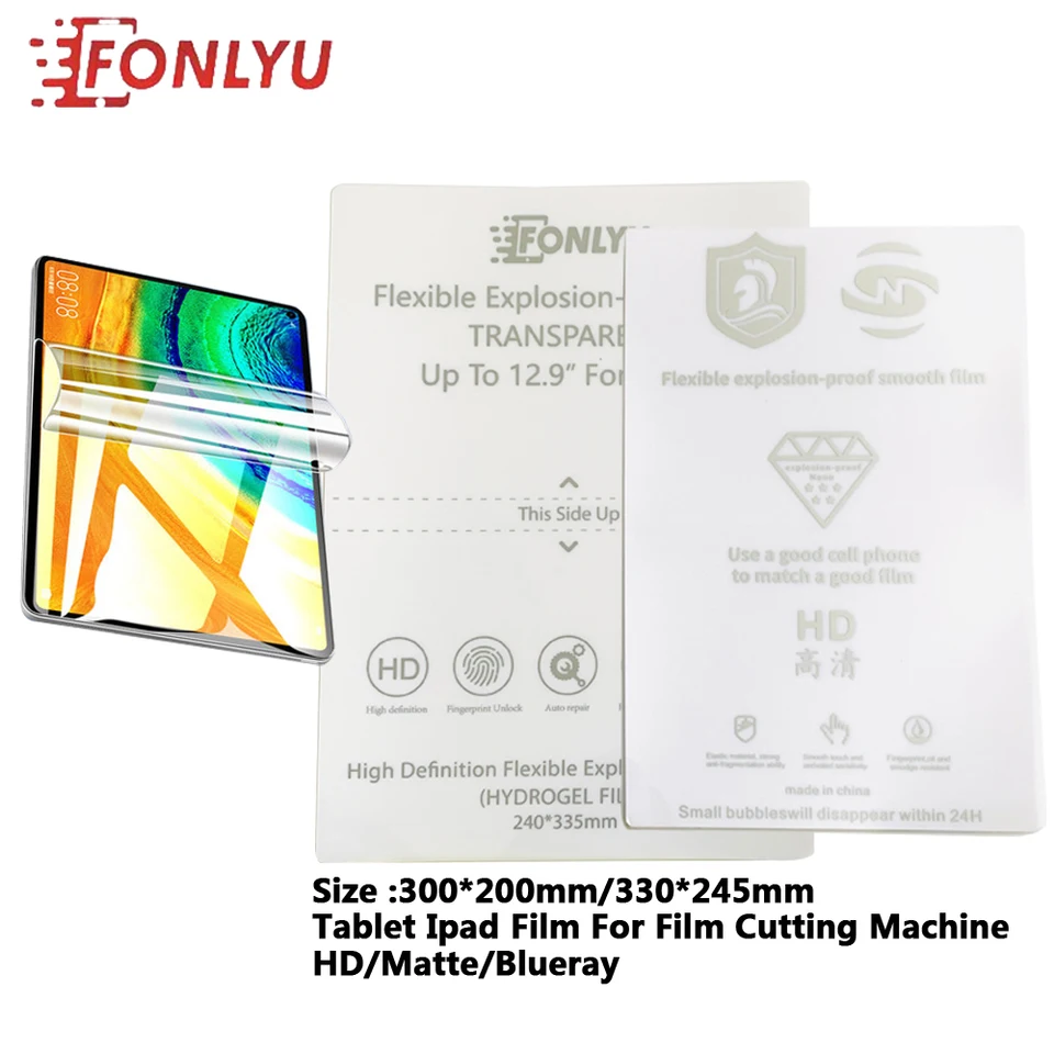FONLYU 10KS A4 HD/MATTE HYDROGEL FILM FILM pre iPad Tablet SCRECTION Protector Protect Protect Scratch Proof pre Blade Cutting Machine TPU