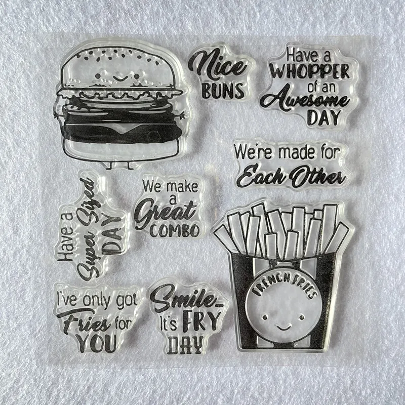 Food Hamburger Fries Transparentné čisté silikónové pečiatky pre domácich majstrov pre DIY Scrapbooking/Foto album Dekoratívna čistá pečiatka Dekorácia