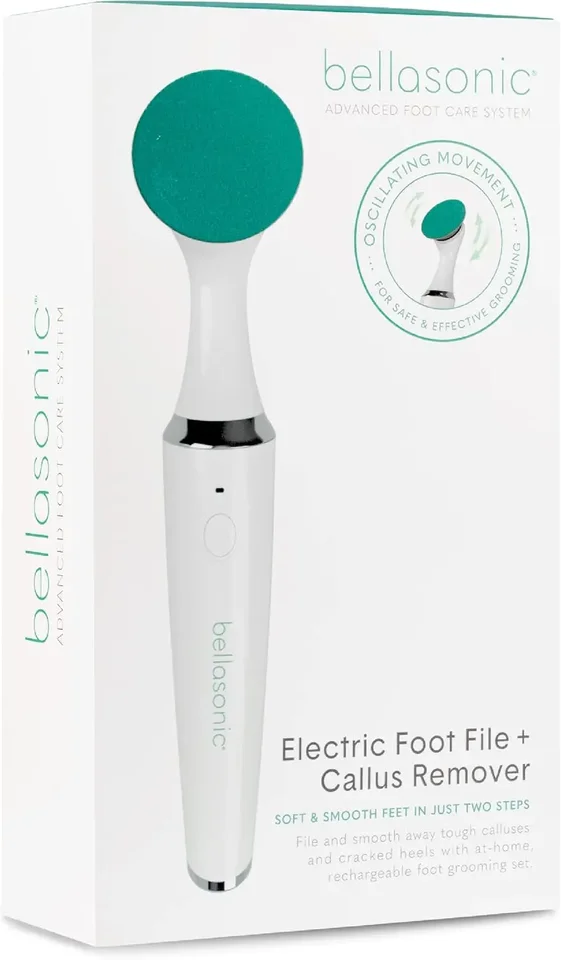Foot File + Remover Callus s jedinečnou oscilujúcou hlavou - File & Smooth Dry, Tvrdená a popraskaná pokožka na pätách a prstiach - Salon Qua