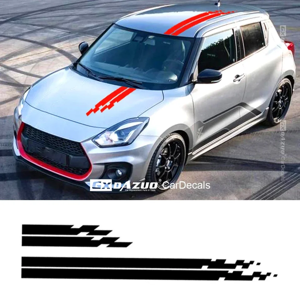 For-Suzuki Swift kapucňa kapota kapota pruhov strešná nálepka dekorácie Nákladné nálepky automatické športové kryt