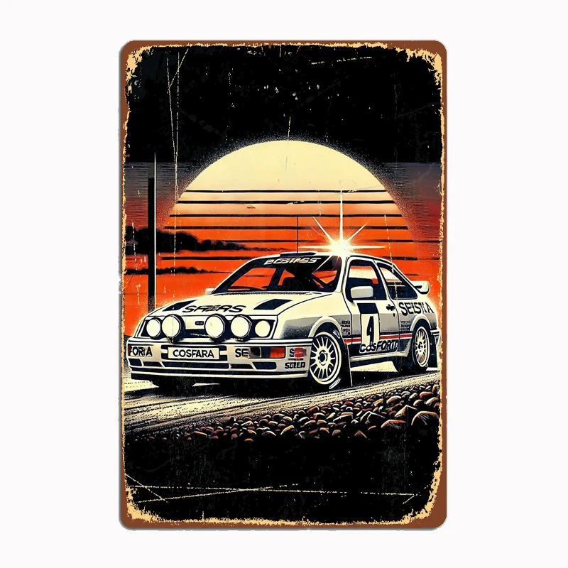 Ford Sierra Cosworth Vector Art Art CAR Vintage kovový plagát Sign klub vlastné vnútorné stena plechovky