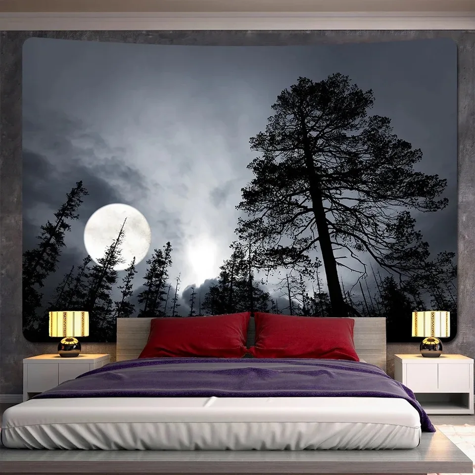 Forest Night Starry Sky Home Decor Decor Tapestry Český štýl spál