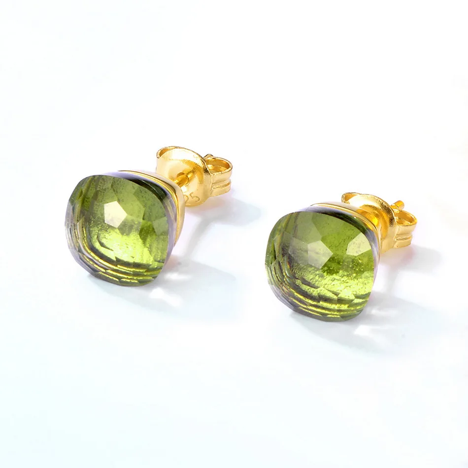 Foris 925 Sterling strieborné náušnice so zlatými kryštálmi pre dámske sladké cukrovinky 18Colors