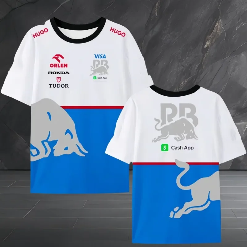 Formula1 Team Racing 2024 Summer T-Shirt Racing Team Outdoor Cycling Nadšenec Men's Krátke rukávy 3D tlačené topánky Blue Street Tops