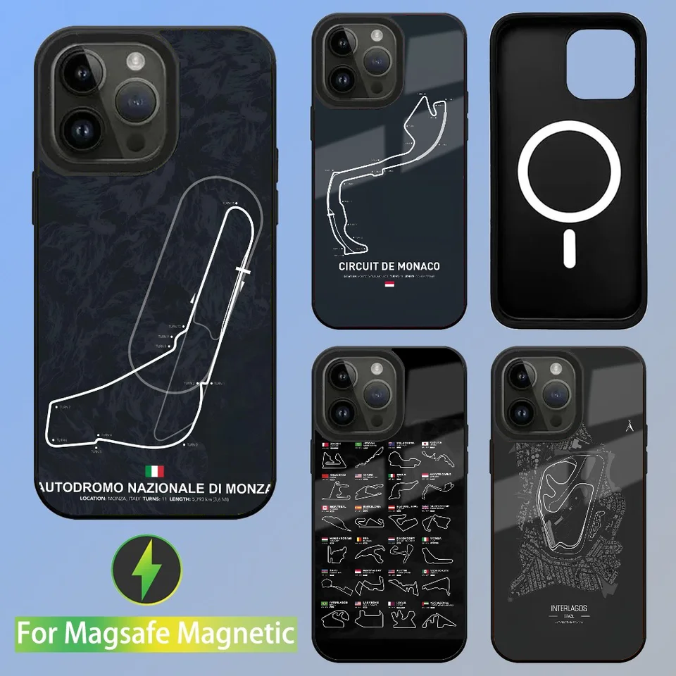 Formuly 1 Racing C-obvodový puzdro pre iPhone 16 15 14 13 Pro Max 11 Mini Alex Mirror pre Magsafe Wireless Cover