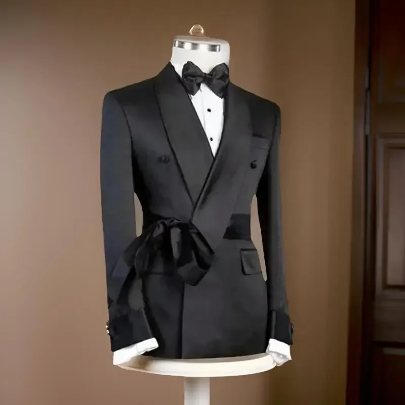 Formálna bunda obleku s opaskom Single 1 -Piece Slim Fit Mužský sako s dvojitým módnym svadobným oblekom 2025