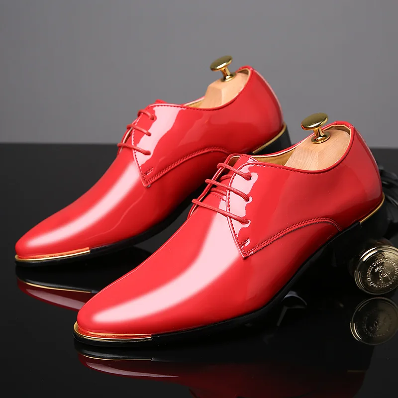 Formálne topánky Men Klasické patentové kožené svadobné topánky Men Officer Coiffeur Moda Italiana Men Šaty topánky kožené erkek ay 657