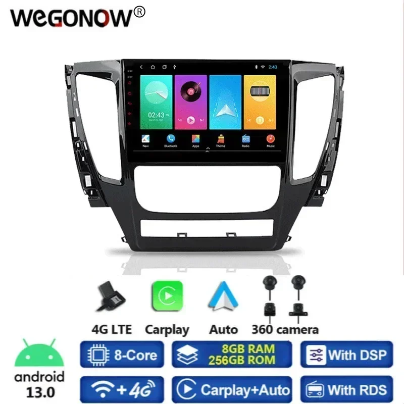 Fotoaparát IPS 360 CarPlay 8G+256G Android 13.0 DVD Player GPS GPS Bluetooth RDS Radio pre Mitsubishi Pajero Sport 3 2016 2017 2018
