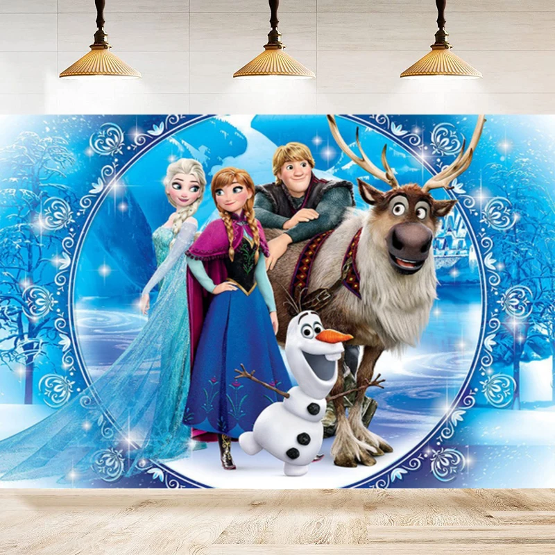 Fotografická pozadie ELSA a Anna Princess for Girls pre dievčatá narodeninové oslavy pozadia nástenné dekorácie Dodávky Bannerový plagát