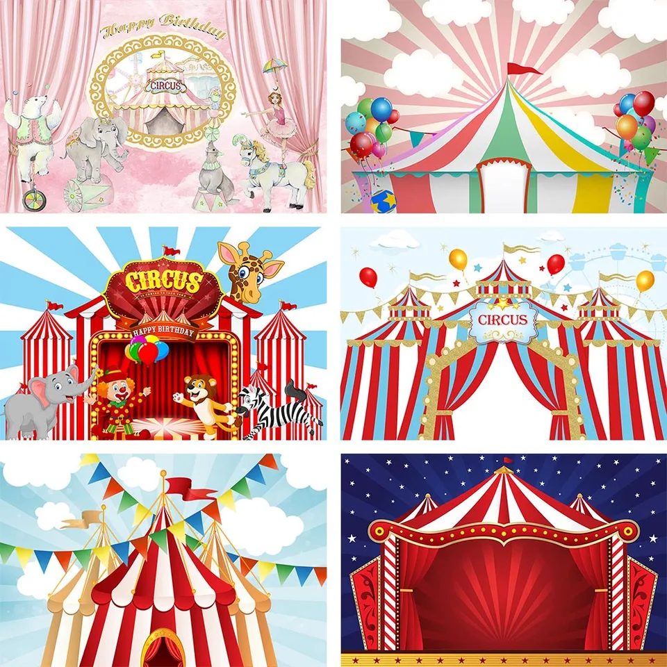Fotografické pozadie cirkus Červený stan Carnival bábätko dieťa dieťa dieťa narodeninové oslava Ballons pozadie pozadie fotografické štúdio Prop