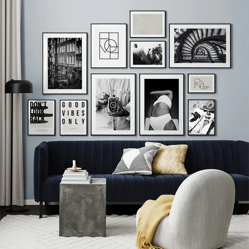 Fotografie plagátové nástenné umenie Canvas maľba čierna a biela Európa Vintage krajinná figúrka Tlač domácej dekorácie Plant pre internát