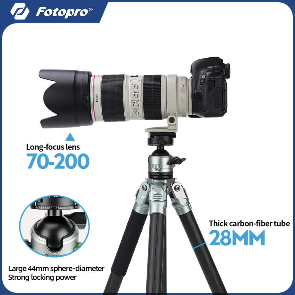 Fotopro MP-6 Carbon Fiber Statív pre cestovný statív s fotoaparátom s panoramatickou loptičkou