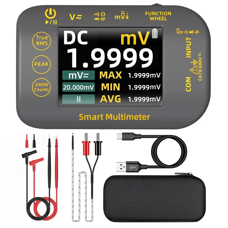 Fotovoltaický multimeter 20000 nabíjateľný digitálny multimeter 2,8 palca farebná obrazovka Elektrický tester MV Voltmete