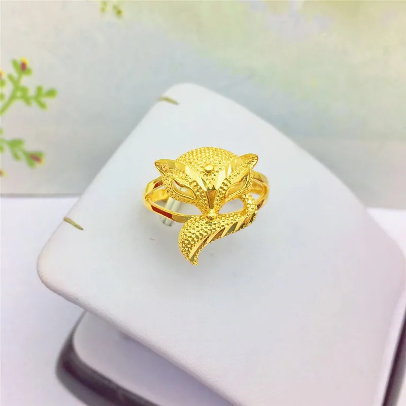 Fox prsteň 24k Zlaté prstene pre ženy roztomilé Annimálne zlaté prstene Rings Party Partice Prázdniny výročie Trendy šperky darček