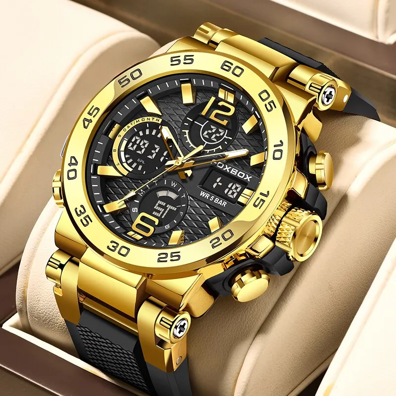 Foxbox Business Watch Men Fashion Diver Watch Men Top značka luxusný športový vodotesný vojenský chronograf relógio Masculino+box