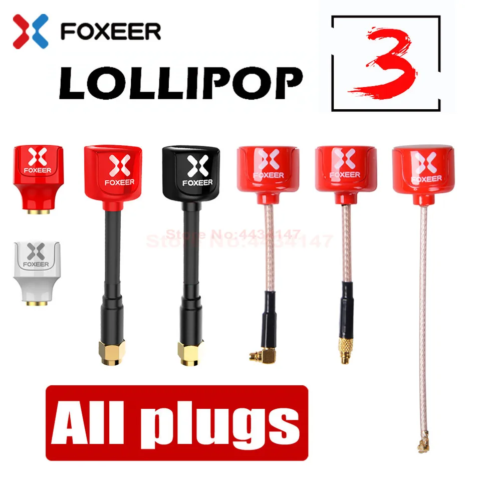 Foxeer anténa Lollipop 3 V3 FPV Anténa 5,8G 2.3DBI Stubby RHCP SMA RPSMA UFL Straight/Angle MMCX 10CM 7,2G pre preteky FPV RC