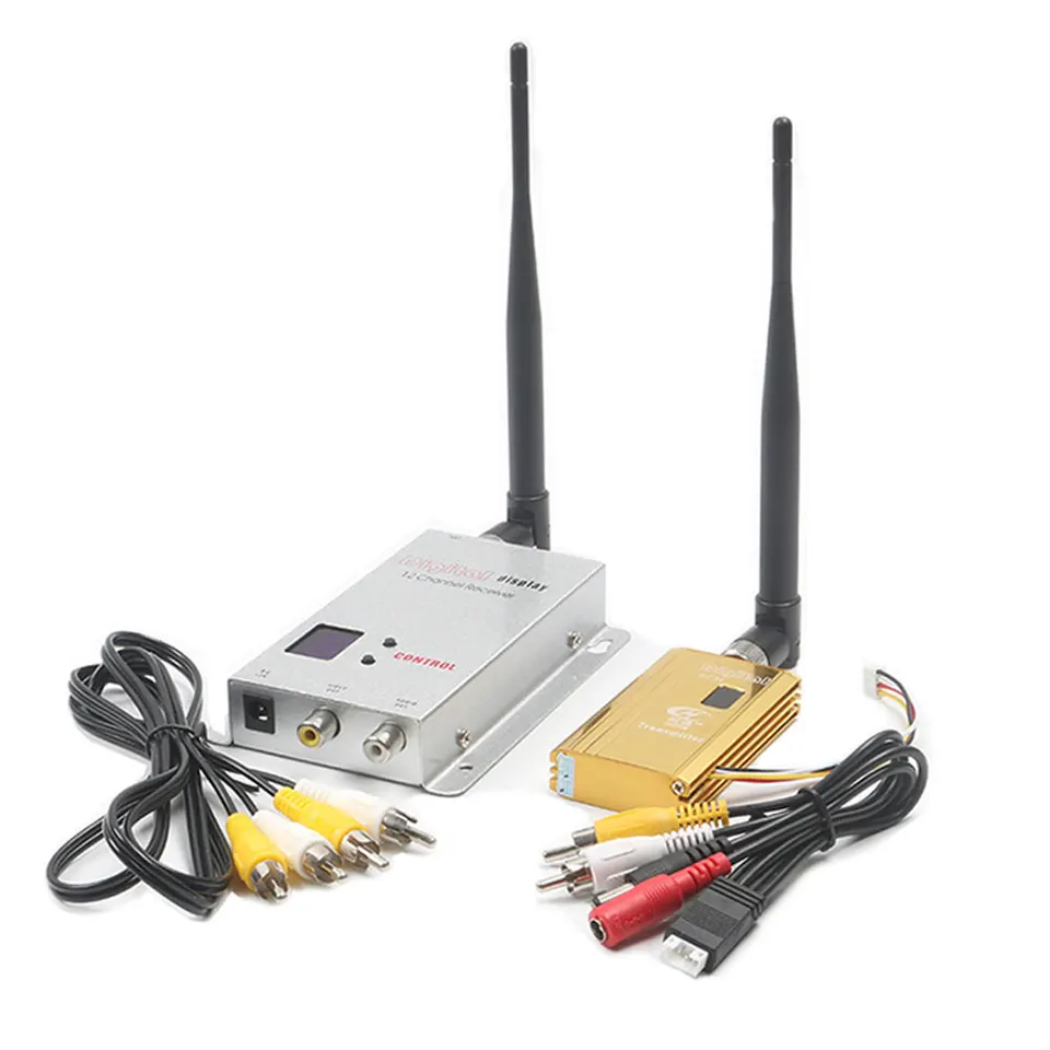 FPV 1,2 GHz 1,5W Digitálny displej bezdrôtového audio prenosového vysielača 1500MW 8ch vysielač 12ch prijímača DC 12V pre roboty