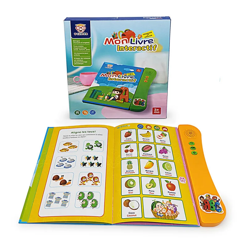 Francúzska anglická elektronická kniha Early Education Machine Finger Reading hlasová kniha pre deti učiace sa hračky